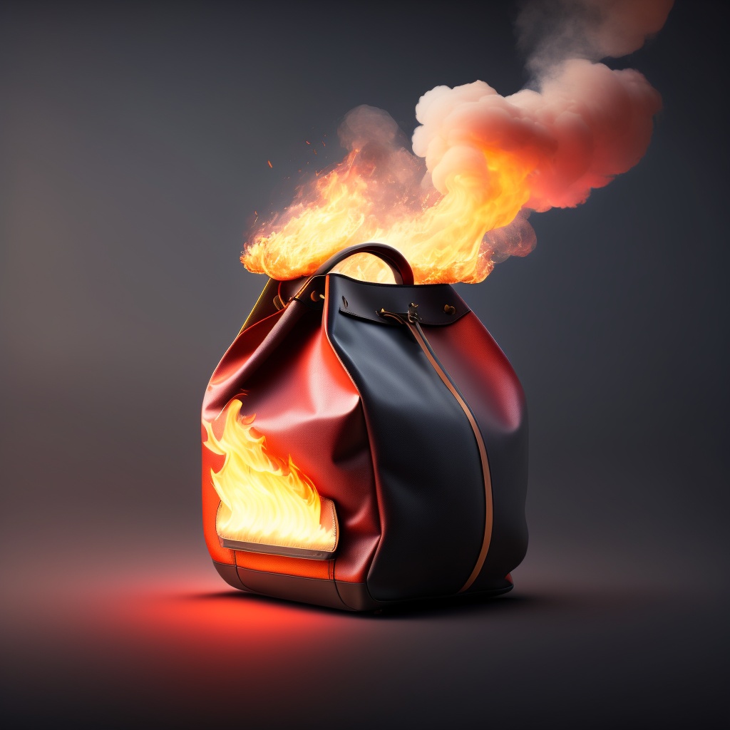 bag burning in flames to express a failure